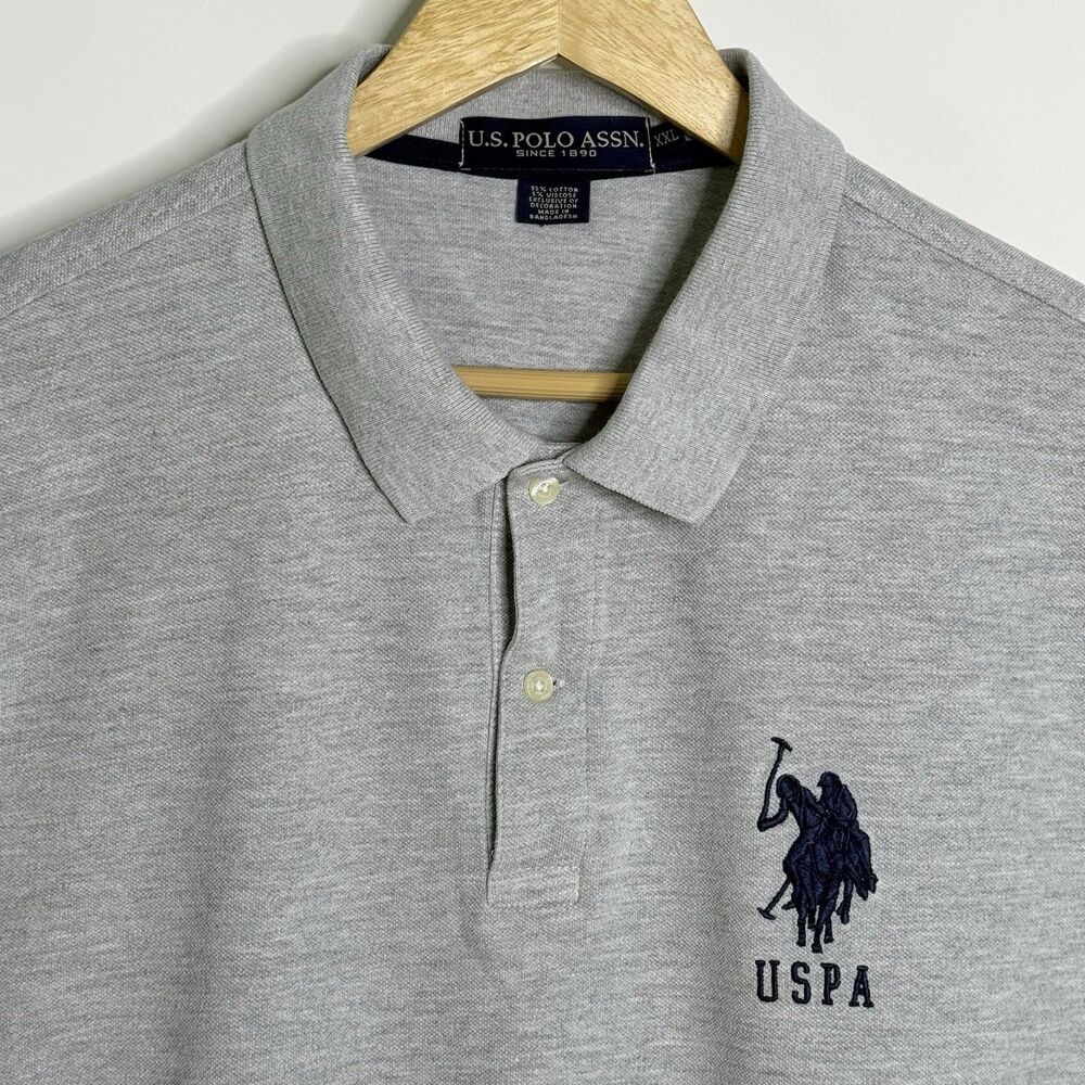 U.S. POLO ASSN. Polo Short Sleeve Shirt Men's XXL Grey Polo Pony Logo #3 Sleeve